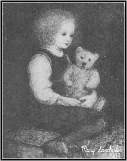 Painting of Elsa with her teddy bear, age 4, by Mary Lanchester, her aunt